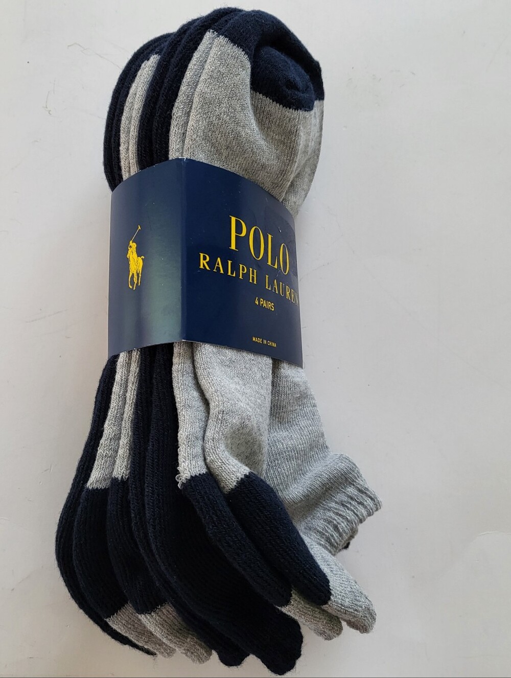 Polo ralph Lauren classic sport low cut socks 4pk size L 6-12 Navy Gray - Picture 2 of 3